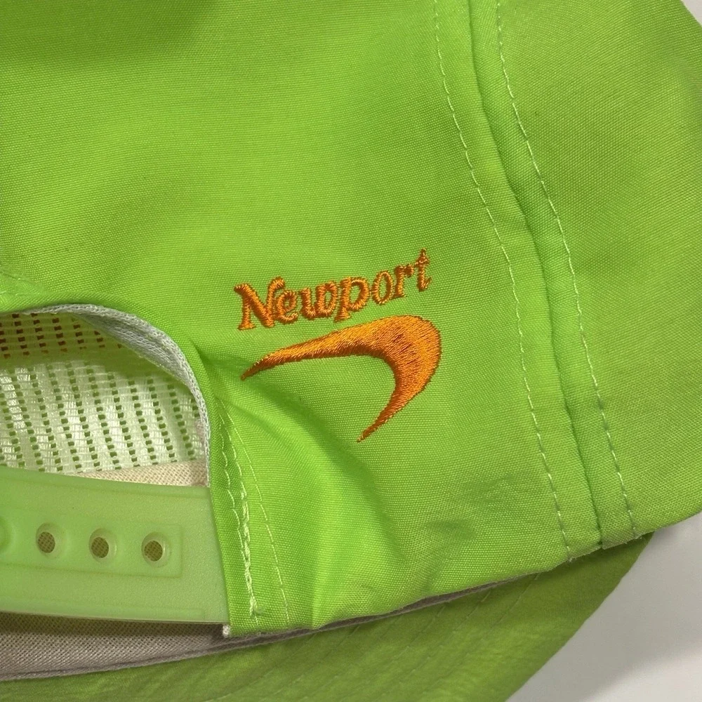 Vintage Newport Cigarette Logo Neon Green Nylon Snapback Cap Hat‎ 90s Promo